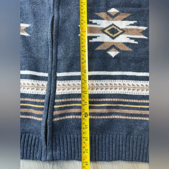 Frye Men's Blue and Brown Zip-Up Sweater size L new